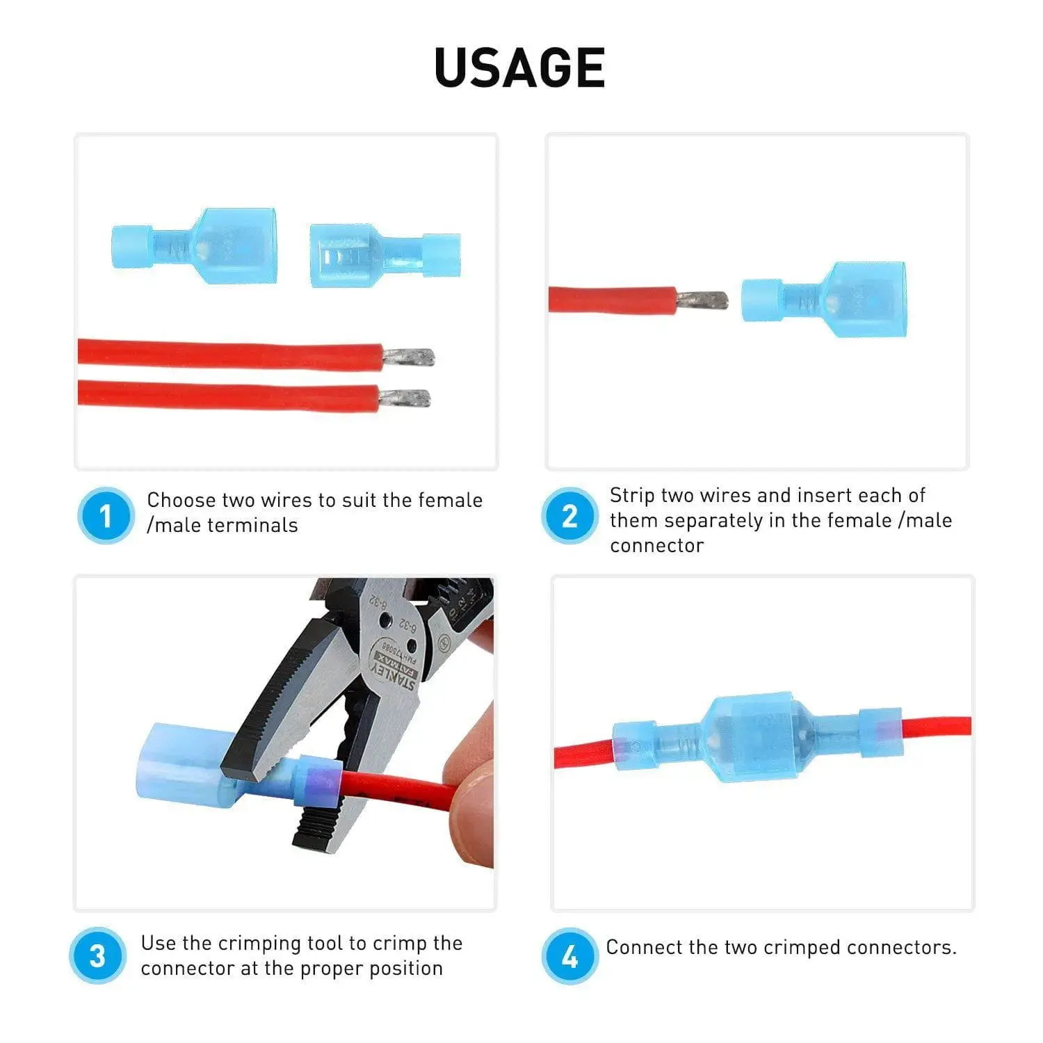 200Pcs Insulated Wire Crimp Terminal