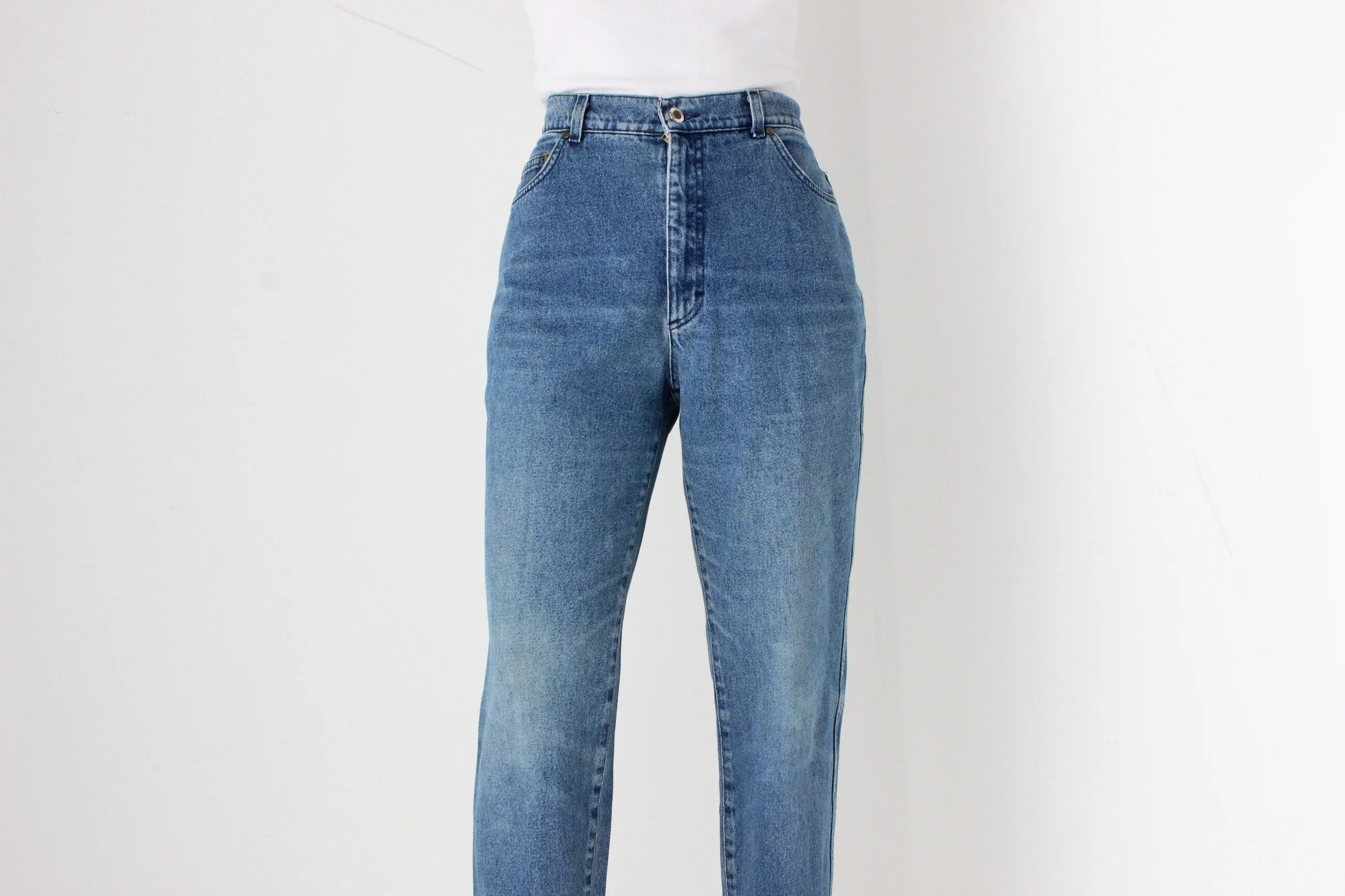 90s Classic 'Mondi' Vintage Medium Blue Stonewash Denim Jeans - Made in Italy