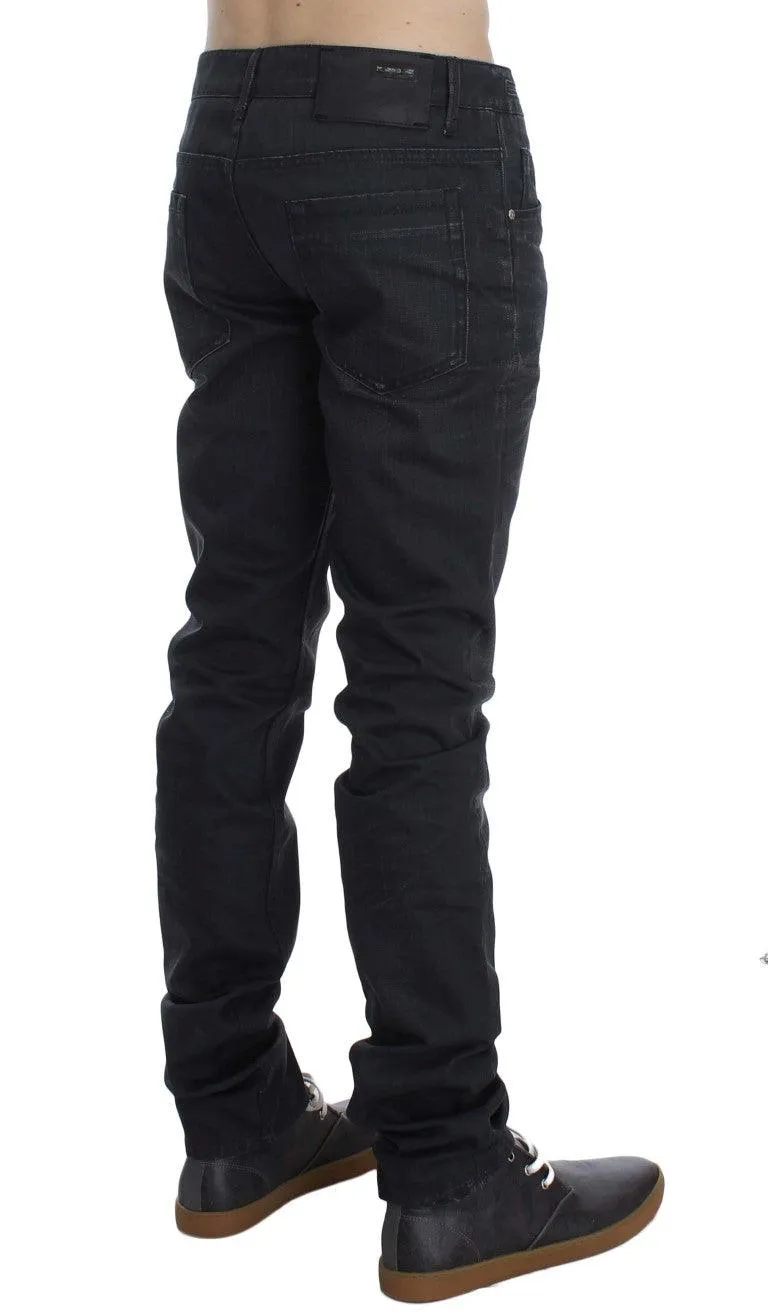 Acht Sleek Gray Slim Fit Italian Herres Jeans