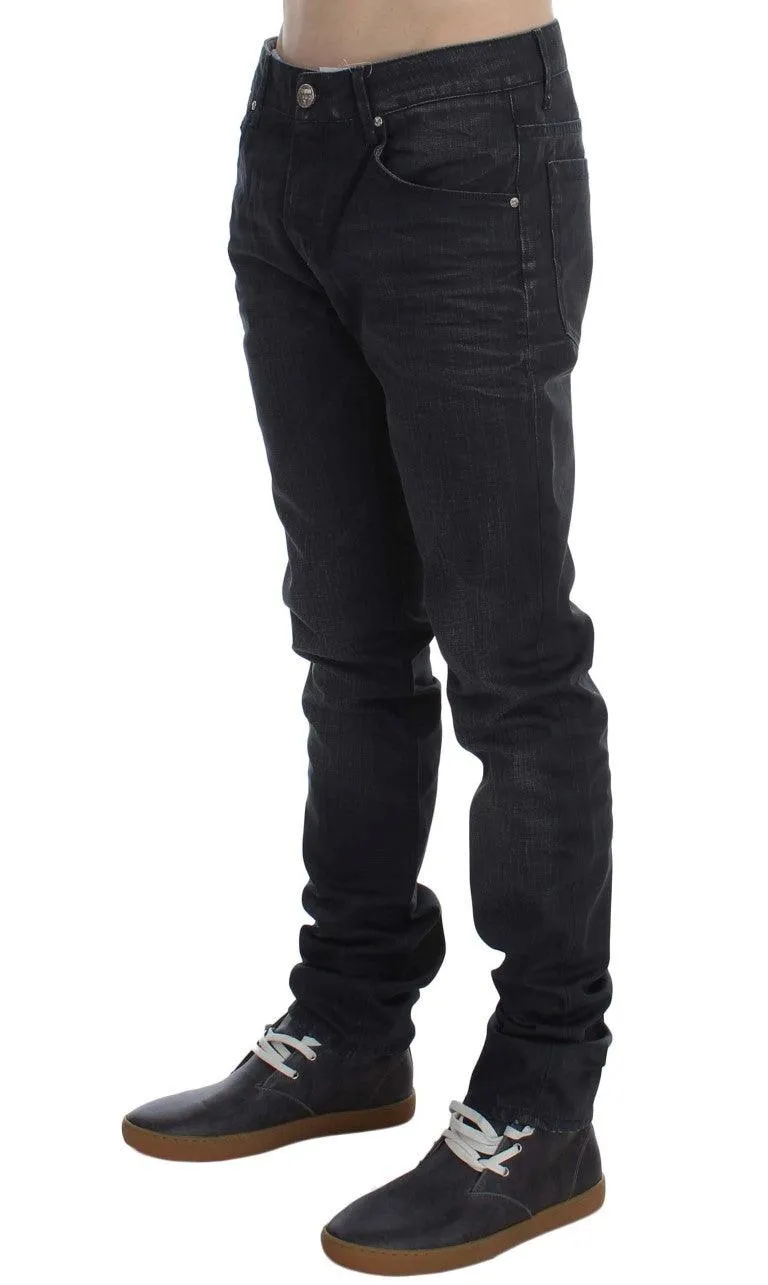 Acht Sleek Gray Slim Fit Italian Herres Jeans