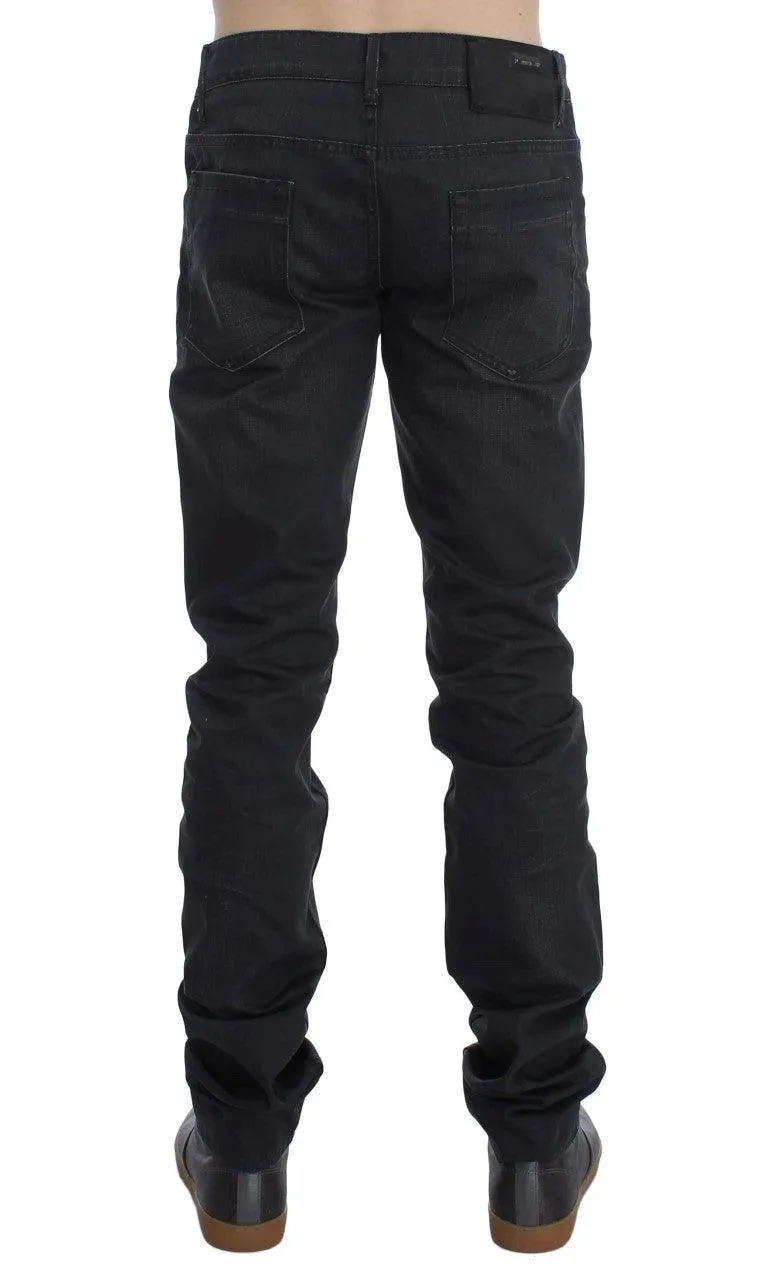 Acht Sleek Gray Slim Fit Italian Herres Jeans