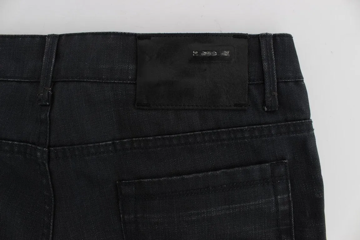 Acht Sleek Gray Slim Fit Italian Herres Jeans