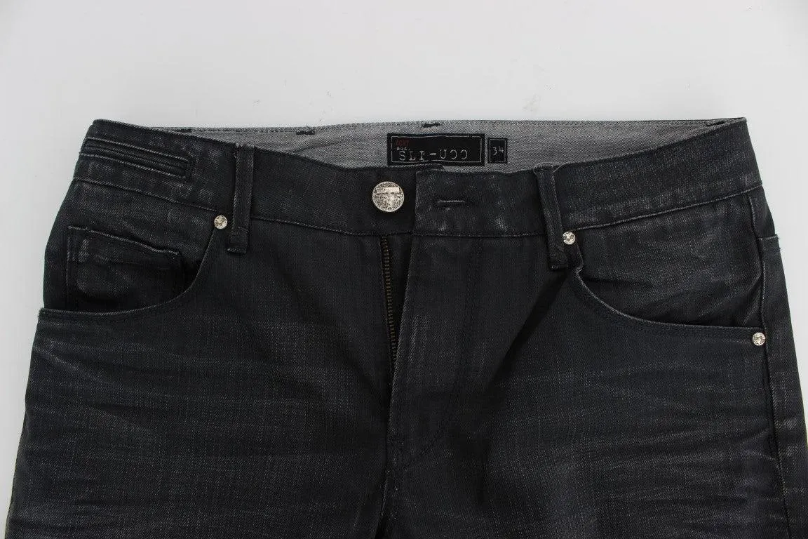 Acht Sleek Gray Slim Fit Italian Herres Jeans