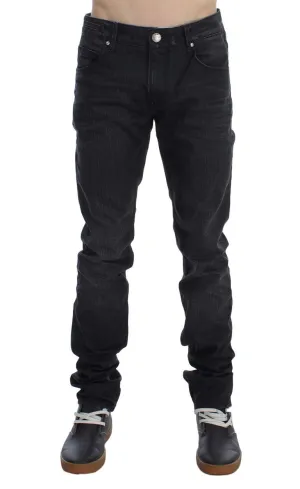 Acht Sleek Gray Slim Fit Italian Herres Jeans