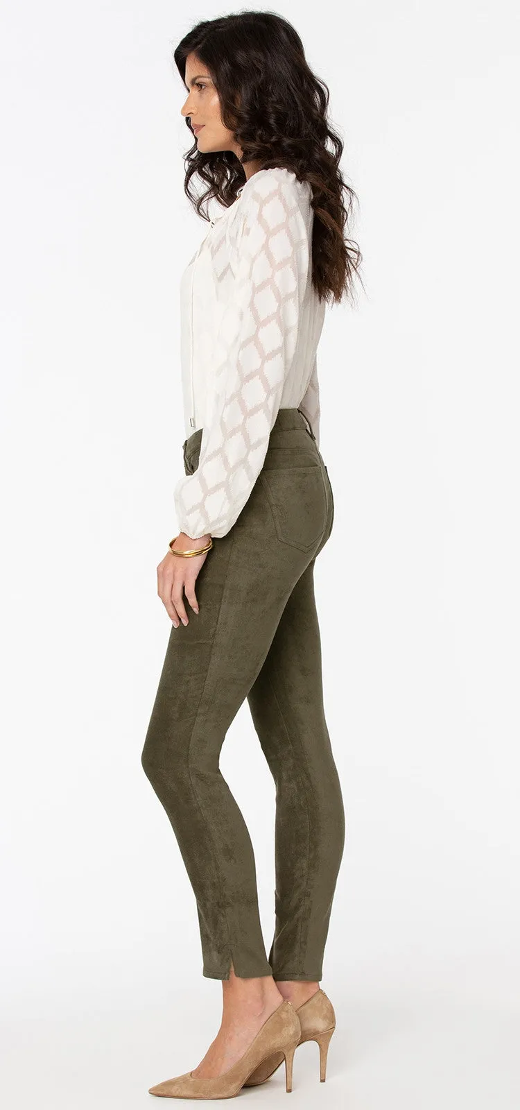 Alina Skinny Green Faux Suede | Martini Olive
