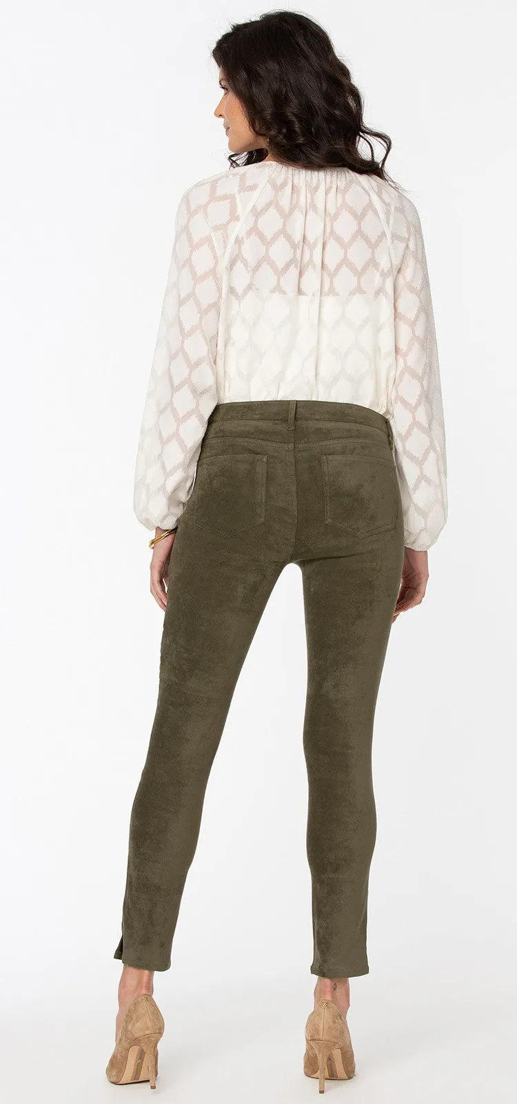 Alina Skinny Green Faux Suede | Martini Olive
