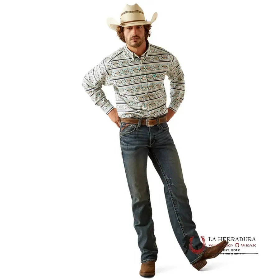ARIAT CLASSIC FIT JUDGE LONG SLEEVE SHIRT TEAL - 4694