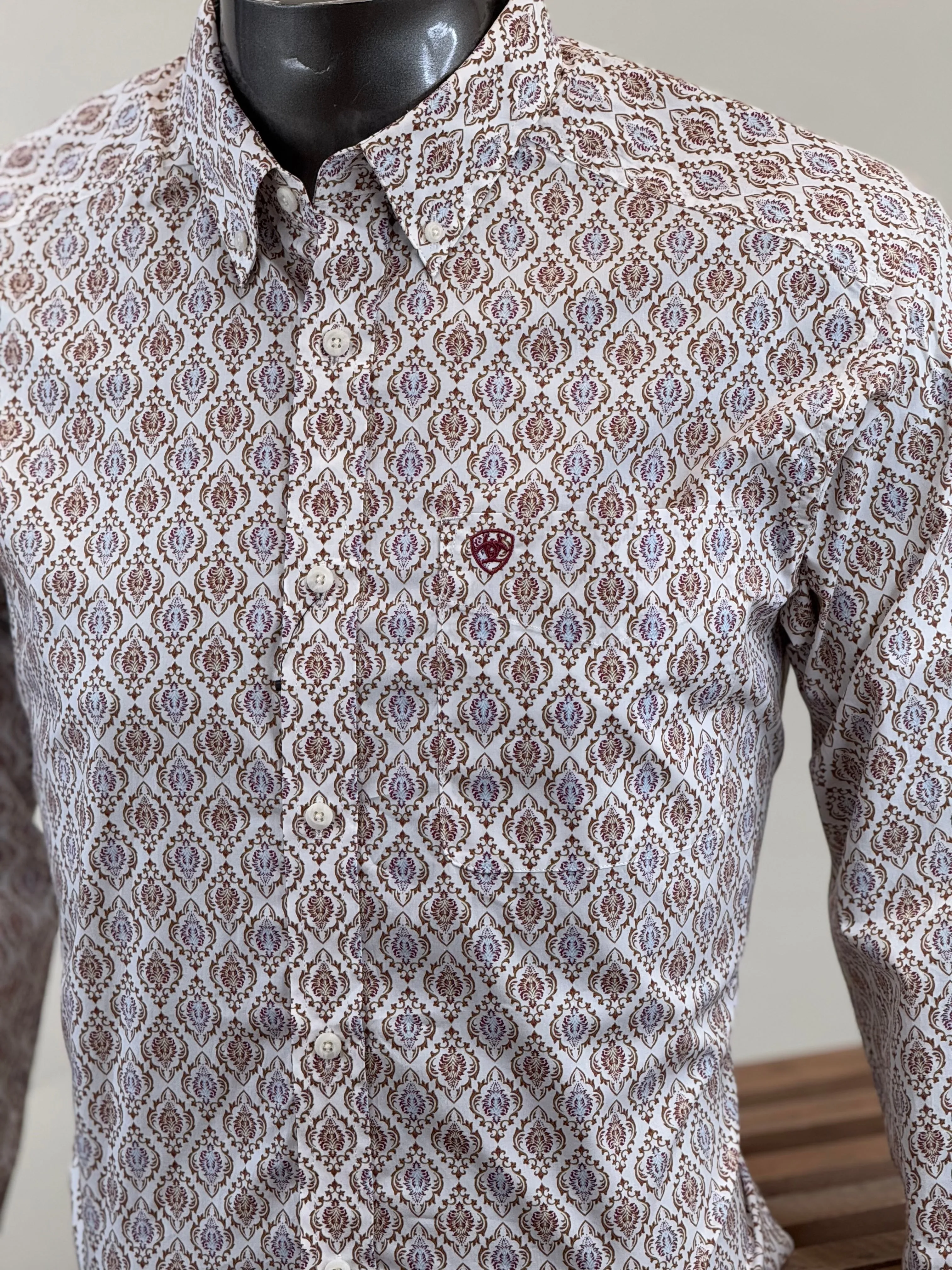 ARIAT GREELY LONG SLEEVE SHIRT BRICK CLASSIC FIT - 4646