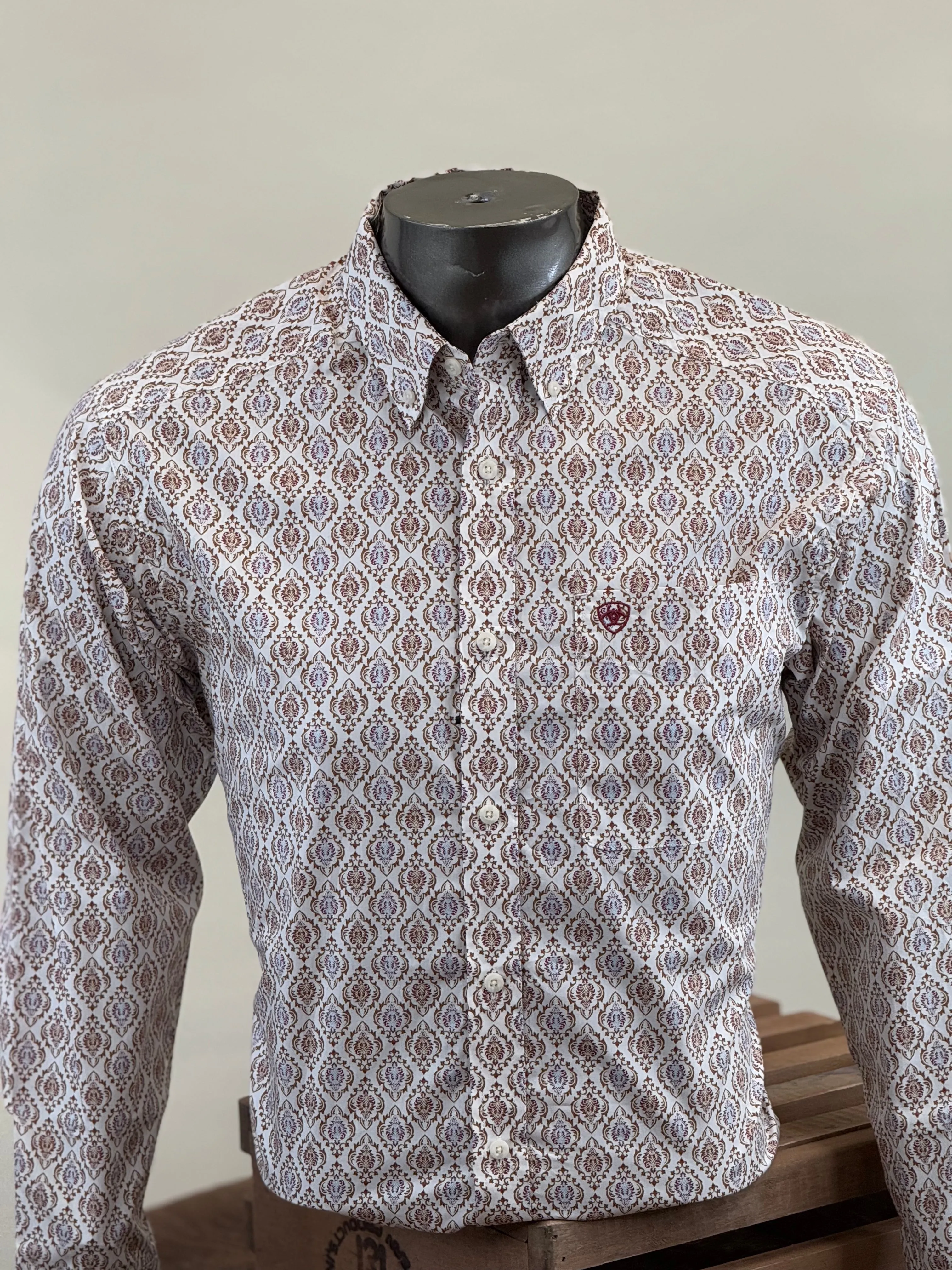 ARIAT GREELY LONG SLEEVE SHIRT BRICK CLASSIC FIT - 4646