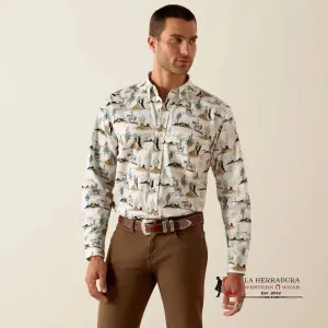 ARIAT GUNDER LONG SLEEVE CLASSIC FIT SHIRT OFF WHITE - 4644