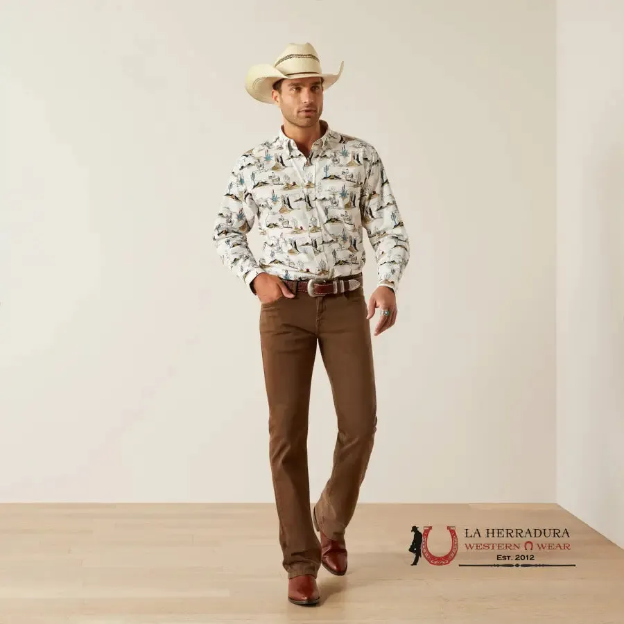 ARIAT GUNDER LONG SLEEVE CLASSIC FIT SHIRT OFF WHITE - 4644