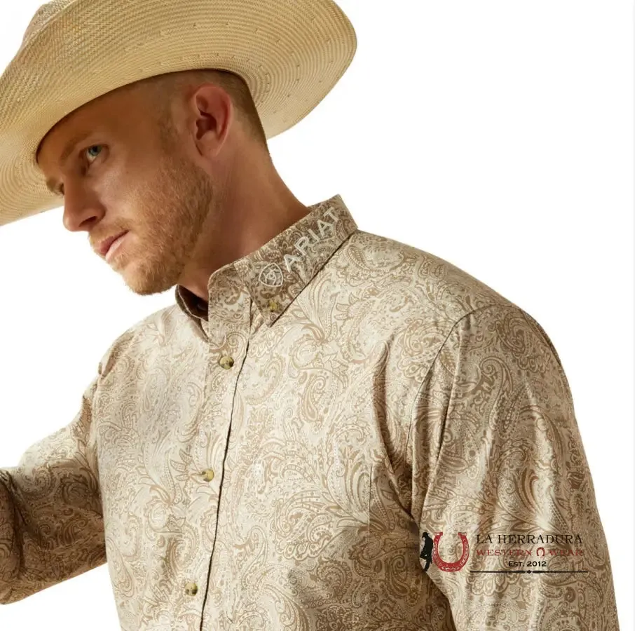 ARIAT KASON LONG SLEEVE SHIRT BROWN/OFF WHITE CLASSIC FIT - 4692