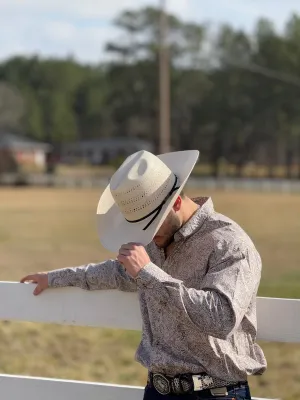 ARIAT KASON LONG SLEEVE SHIRT BROWN/OFF WHITE CLASSIC FIT - 4692