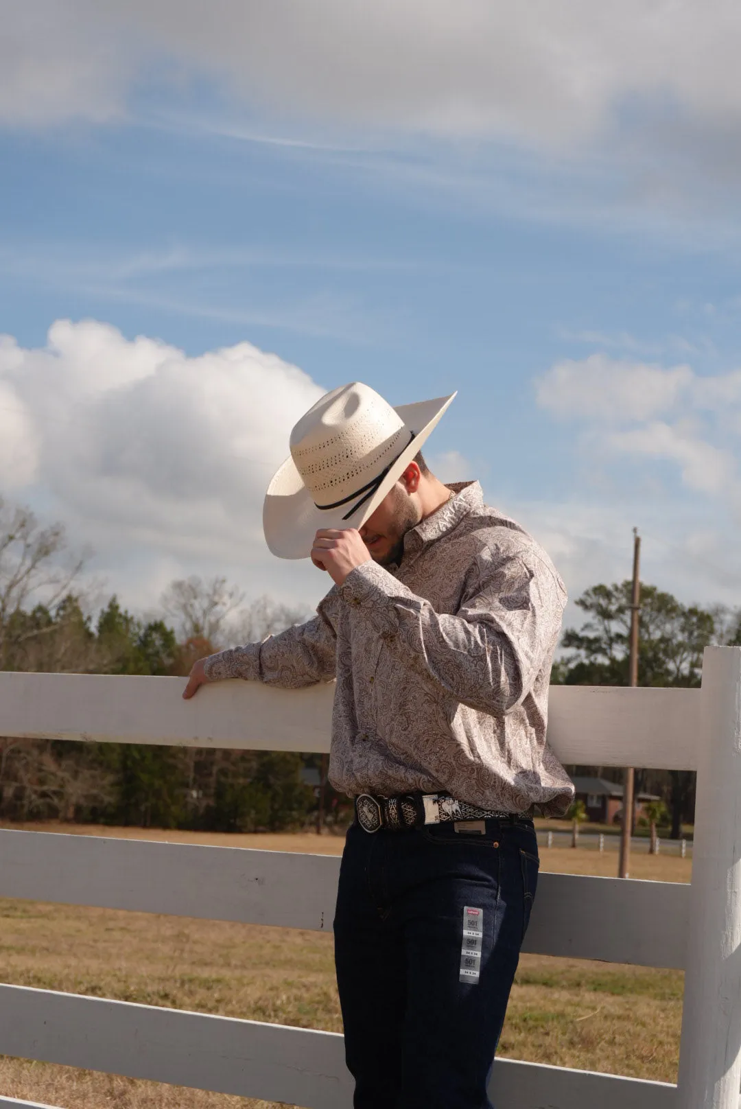 ARIAT KASON LONG SLEEVE SHIRT BROWN/OFF WHITE CLASSIC FIT - 4692