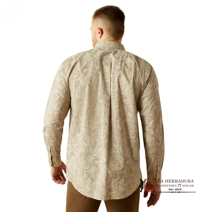 ARIAT KASON LONG SLEEVE SHIRT BROWN/OFF WHITE CLASSIC FIT - 4692