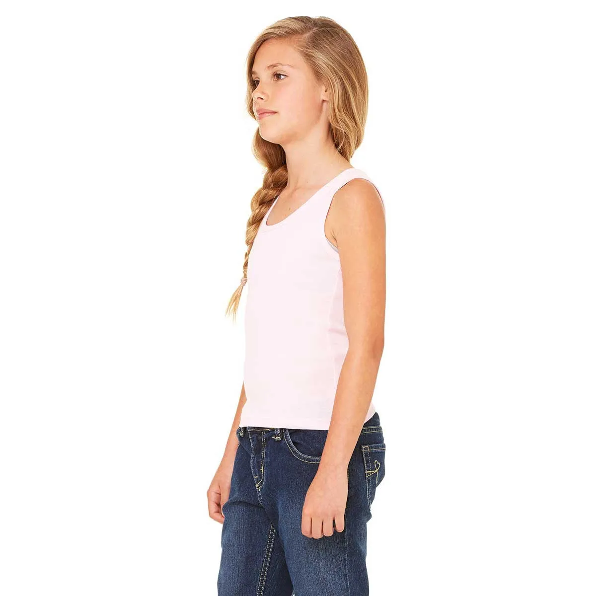Bella   Canvas Girl's Pink Stretch Rib Tank