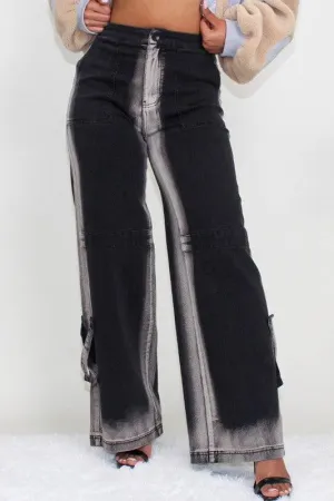 Black Line Washed Casual Denim Jeans