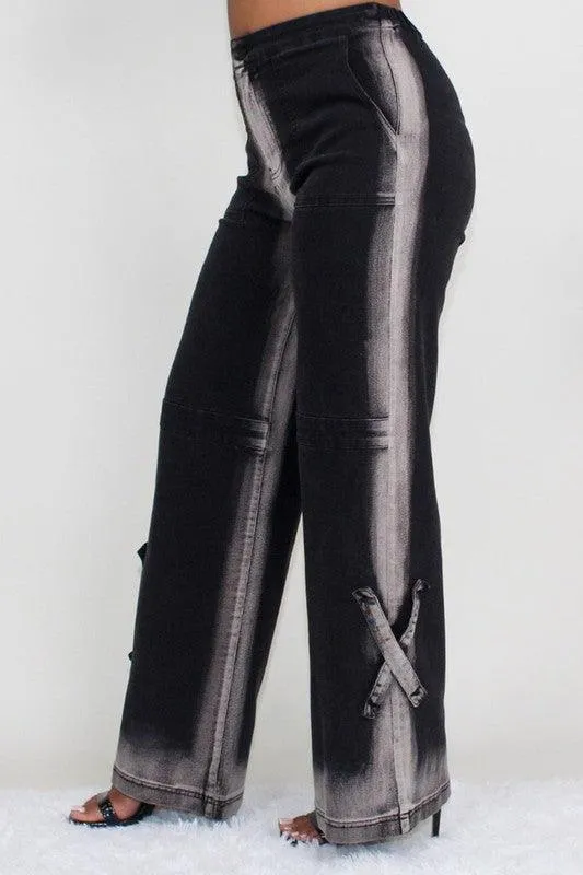 Black Line Washed Casual Denim Jeans