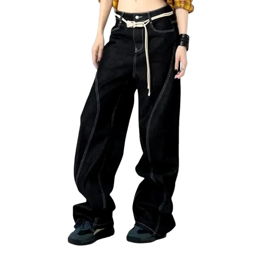 Boho style baggy women's jeans