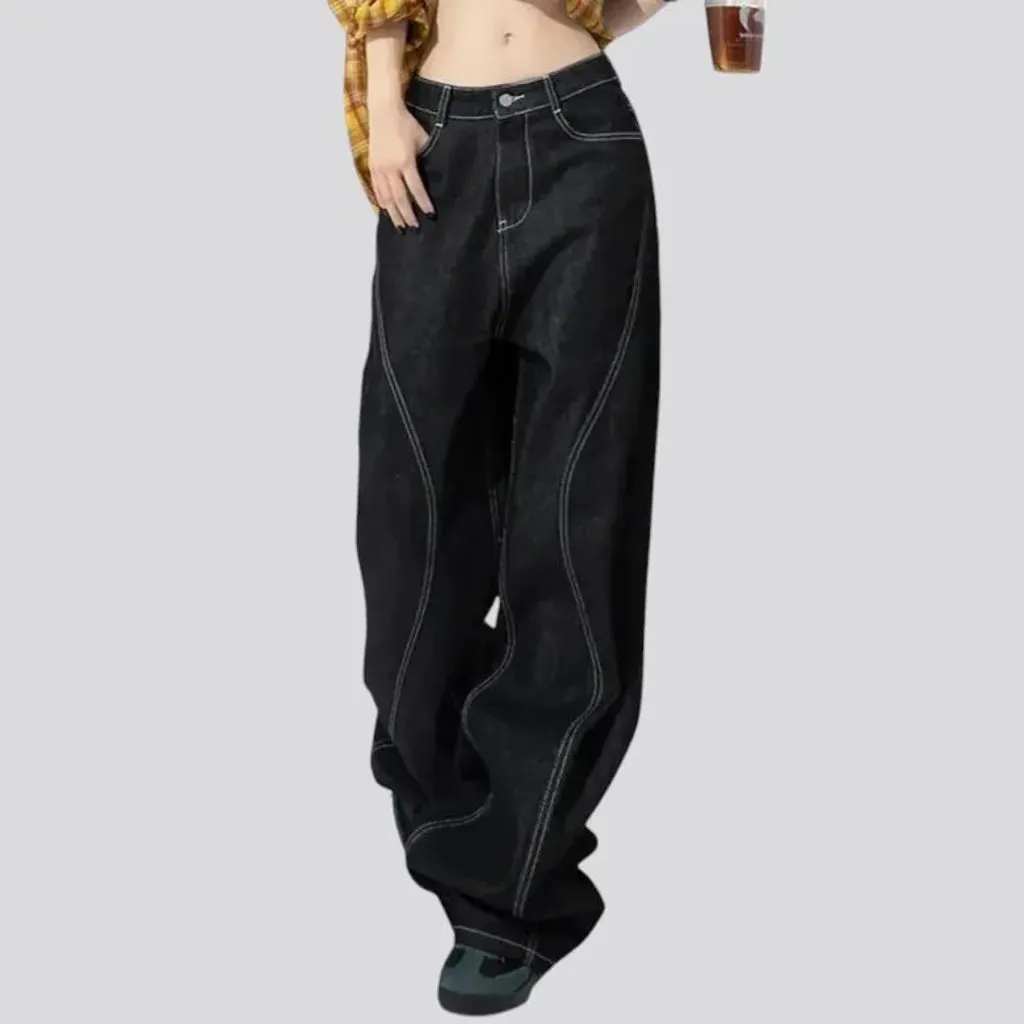 Boho style baggy women's jeans