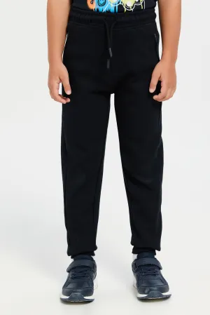 Boys Black Zip Pocket Jogger Pants