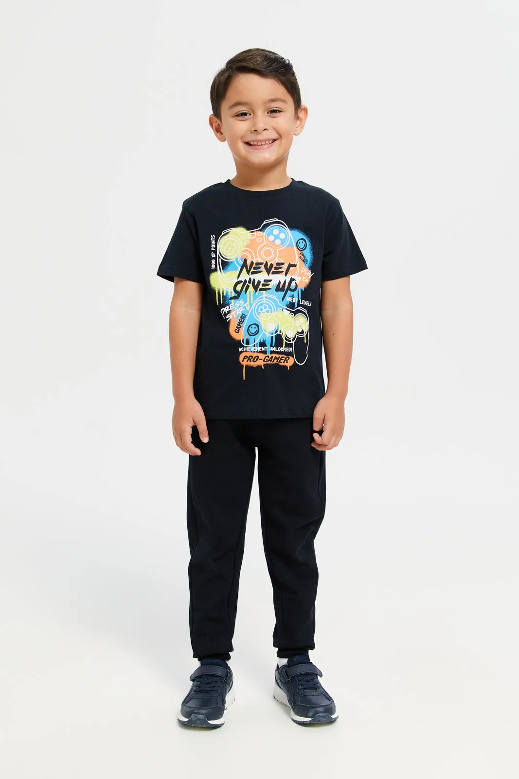 Boys Black Zip Pocket Jogger Pants