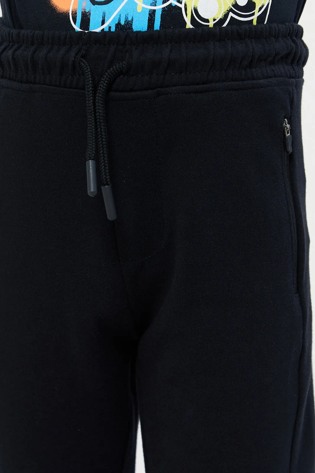 Boys Black Zip Pocket Jogger Pants