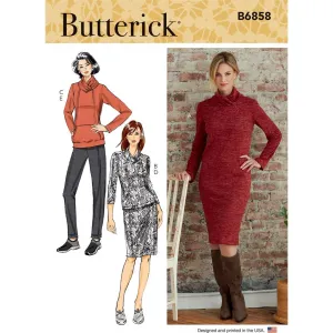 Butterick Pattern B6858 Misses' Knit Dress, Tops, Skirt and Pants