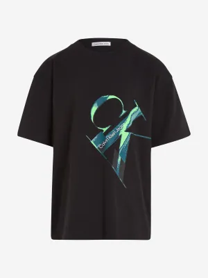 Calvin Klein Boys Hyper Real Monogram T-Shirt in Black