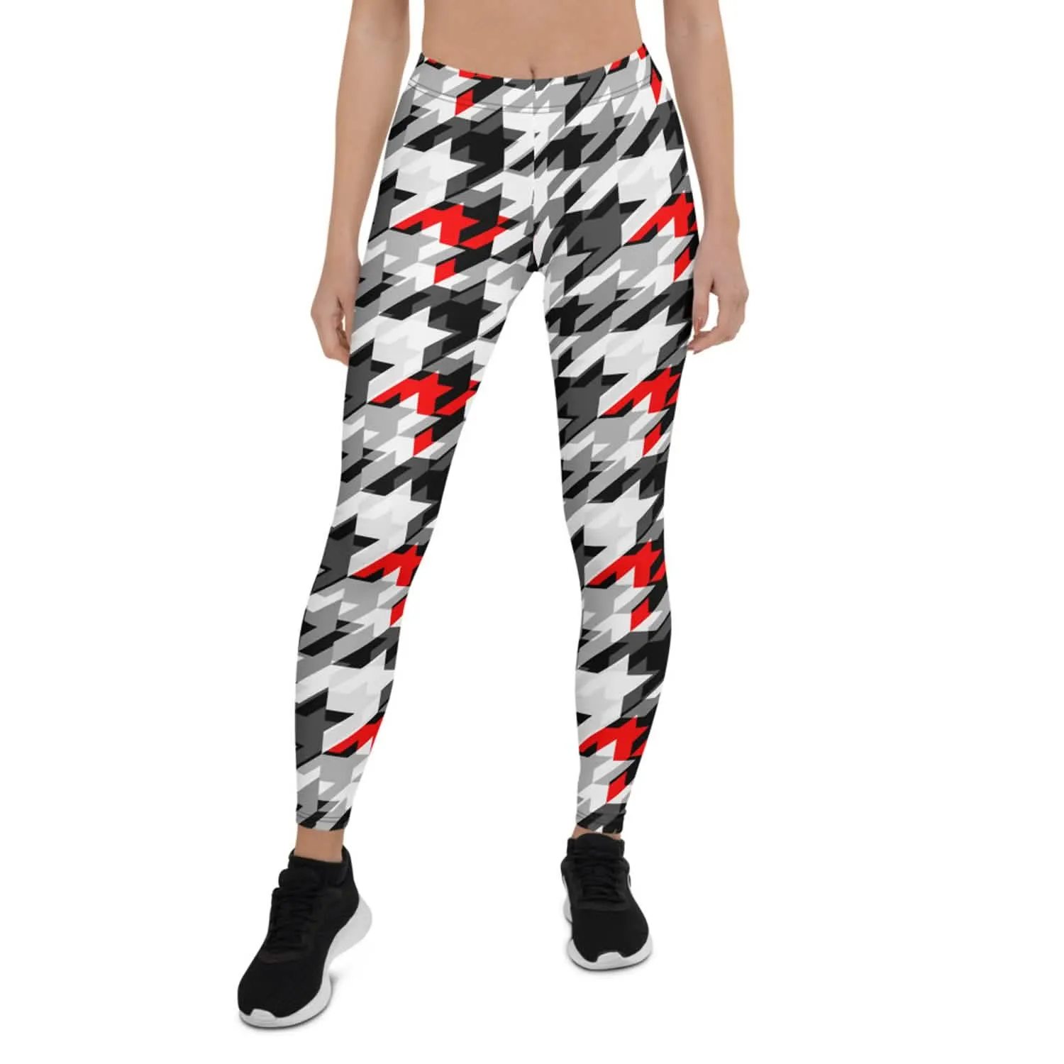 Chic Houndstooth Performance Leggings for Active Women