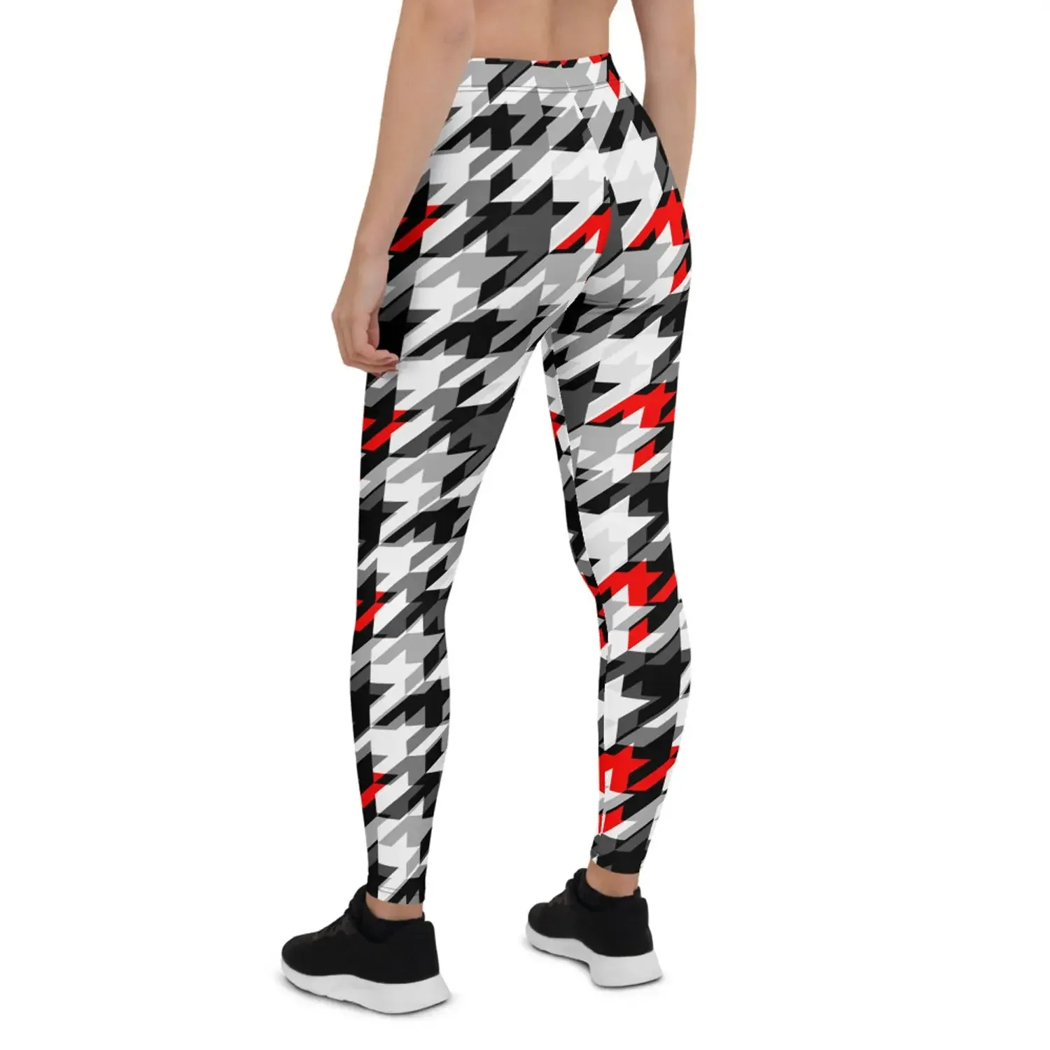 Chic Houndstooth Performance Leggings for Active Women