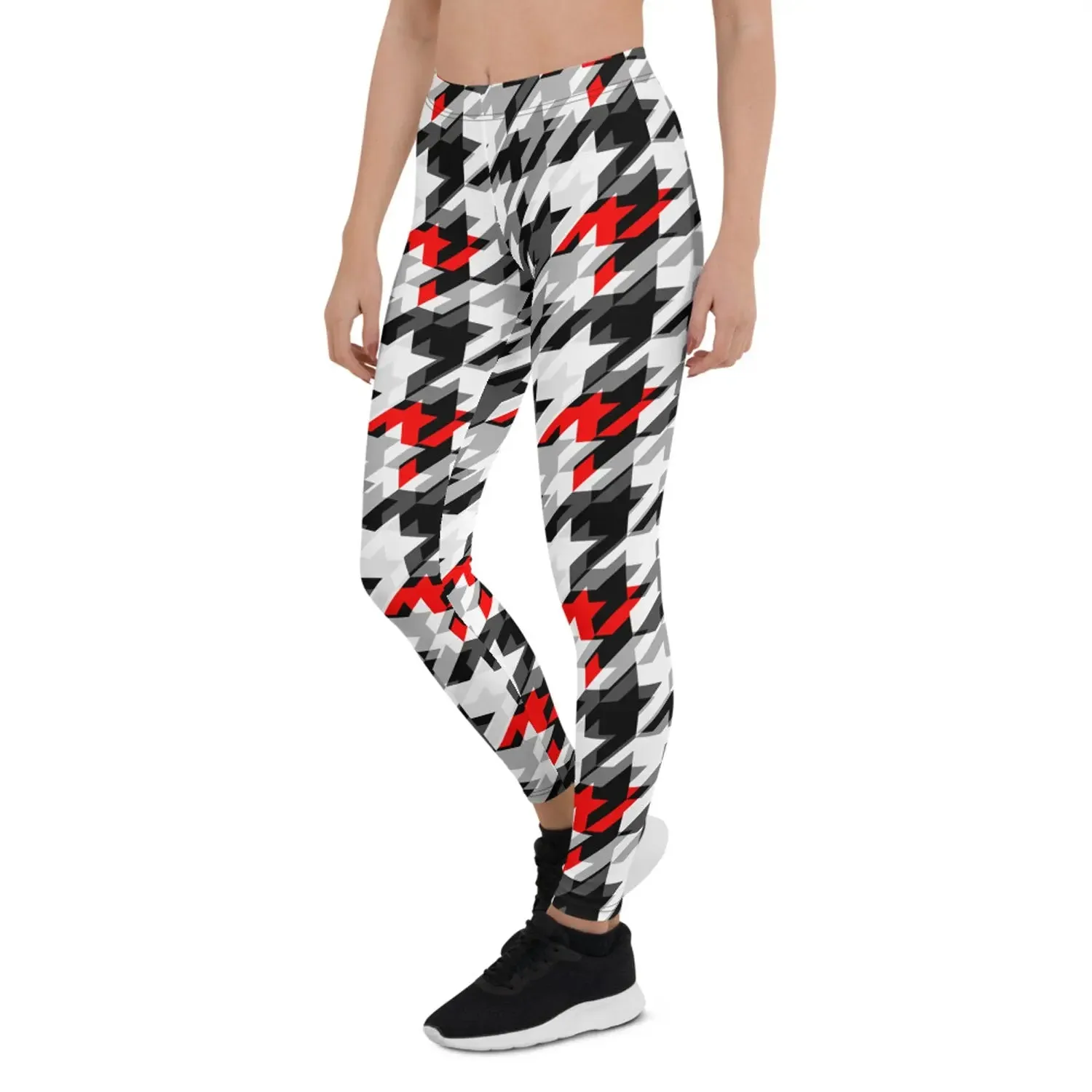 Chic Houndstooth Performance Leggings for Active Women