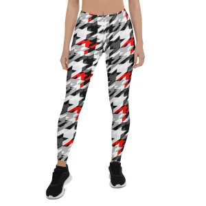 Chic Houndstooth Performance Leggings for Active Women
