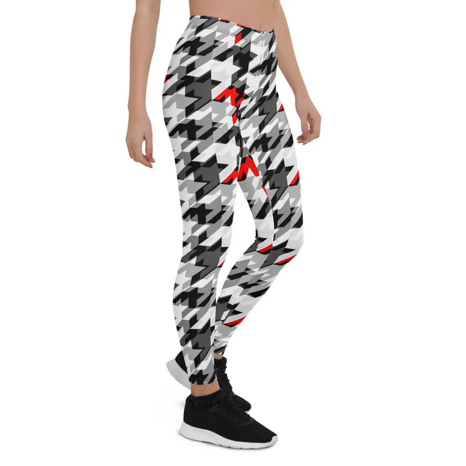 Chic Houndstooth Performance Leggings for Active Women