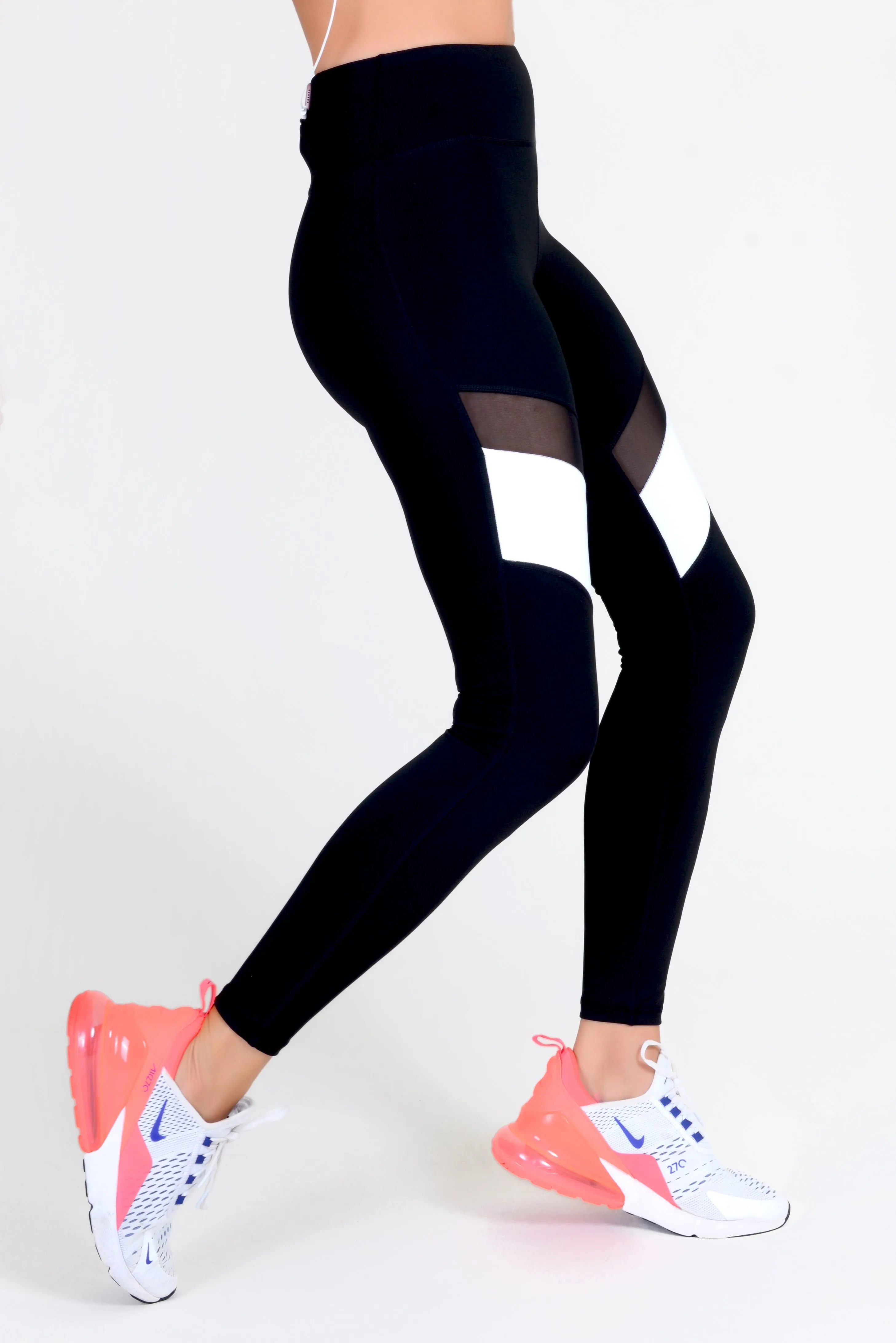 Color Block Mesh Performance Leggings