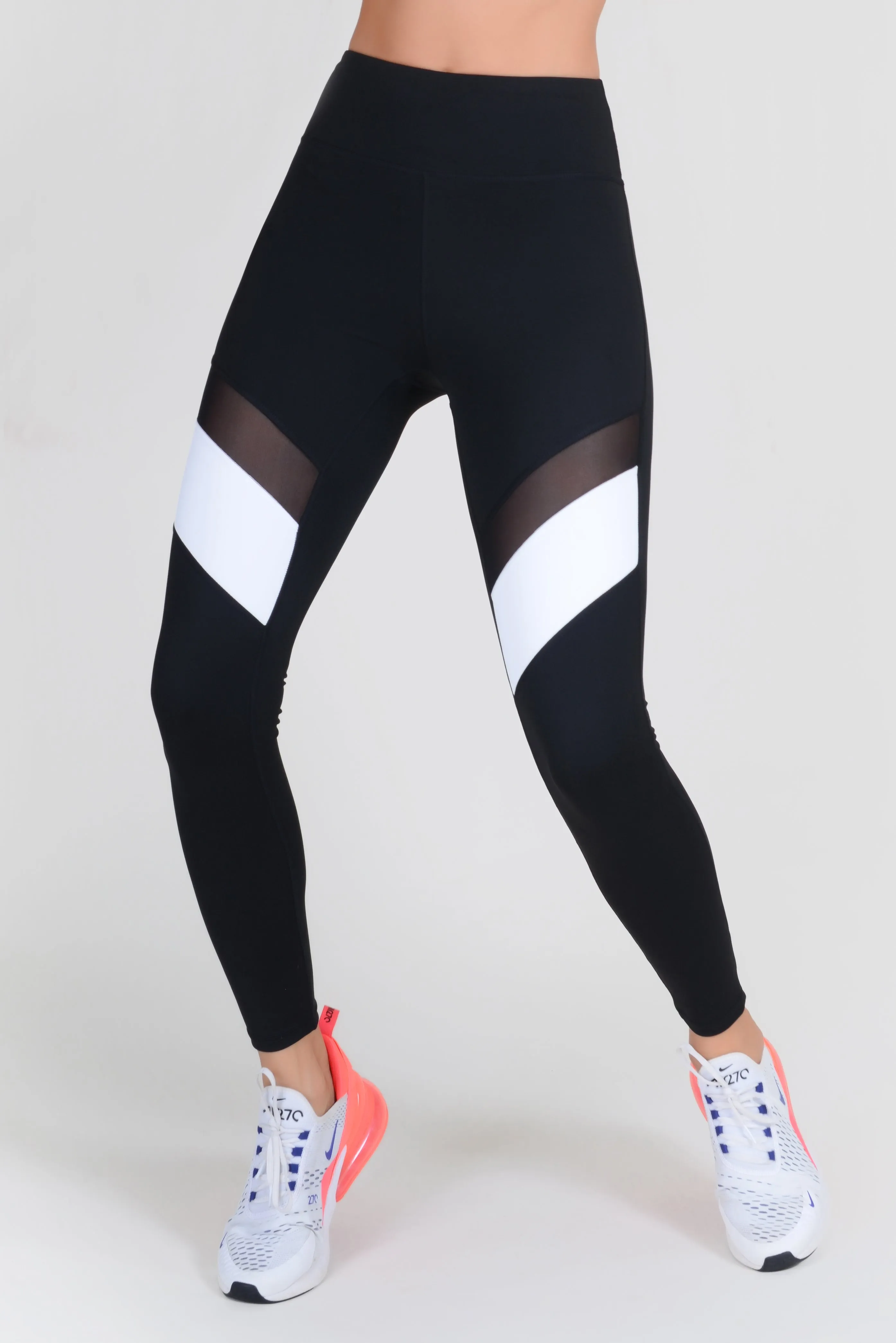 Color Block Mesh Performance Leggings