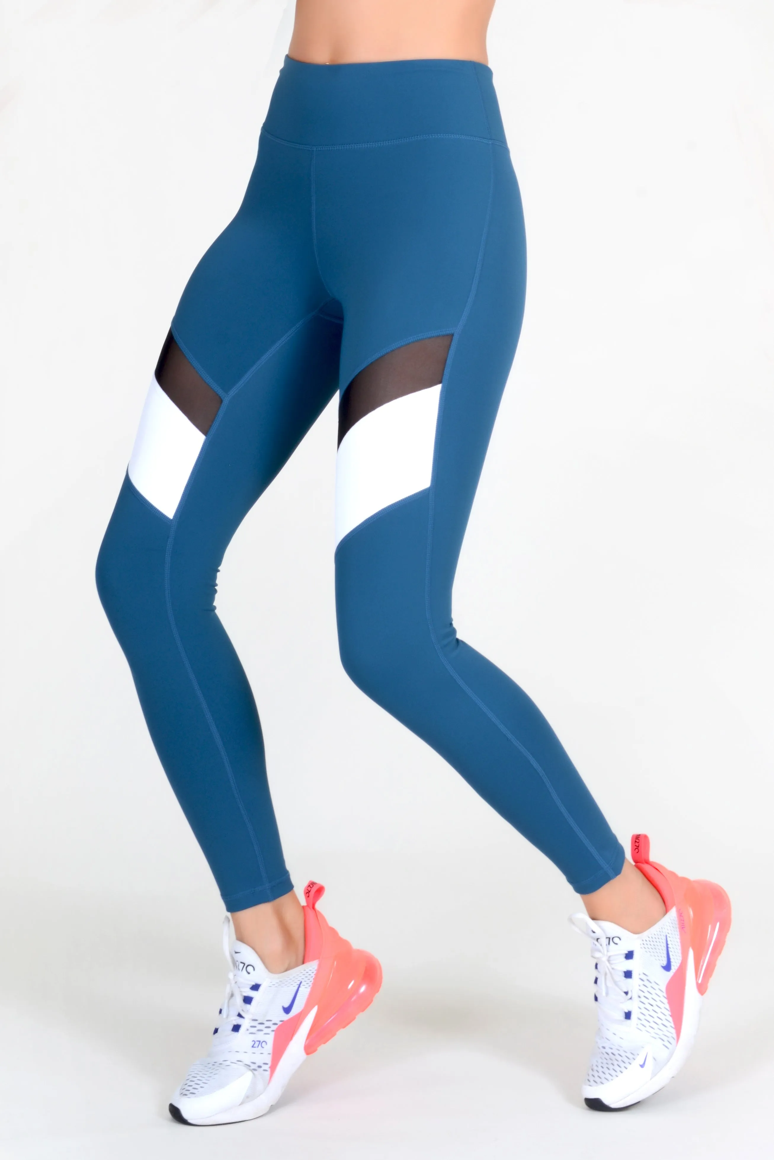 Color Block Mesh Performance Leggings