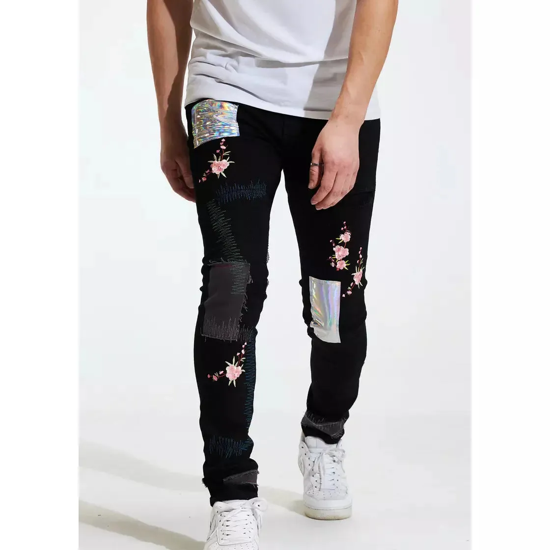 Crysp Denim Marty Black Patch Jeans (CRYSP122-10)