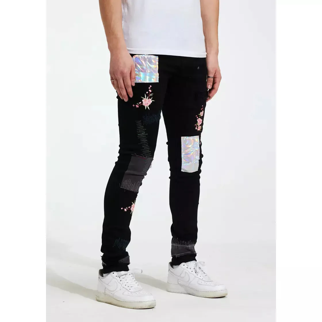 Crysp Denim Marty Black Patch Jeans (CRYSP122-10)