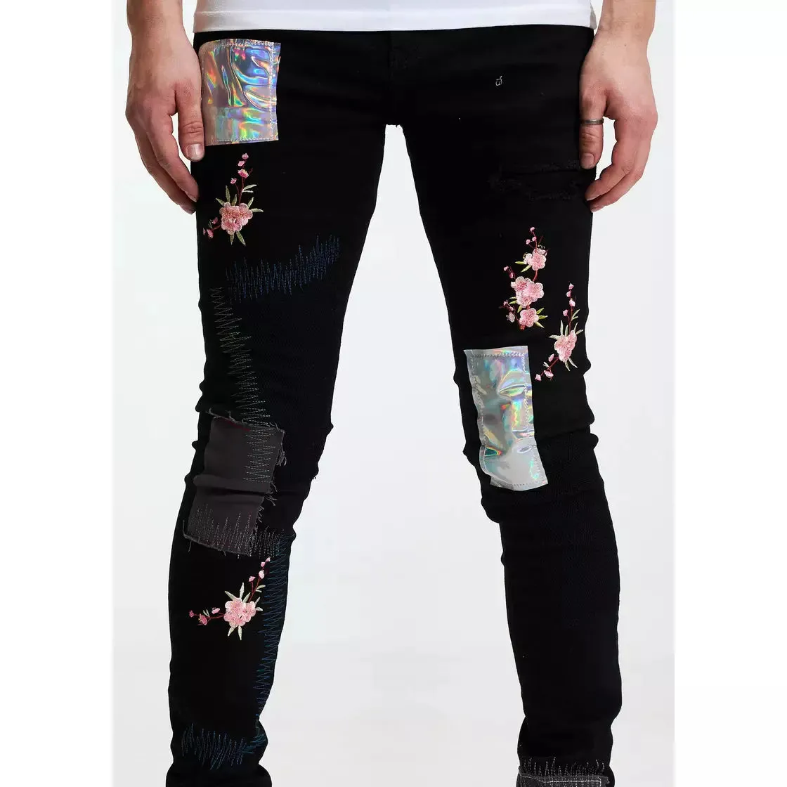 Crysp Denim Marty Black Patch Jeans (CRYSP122-10)