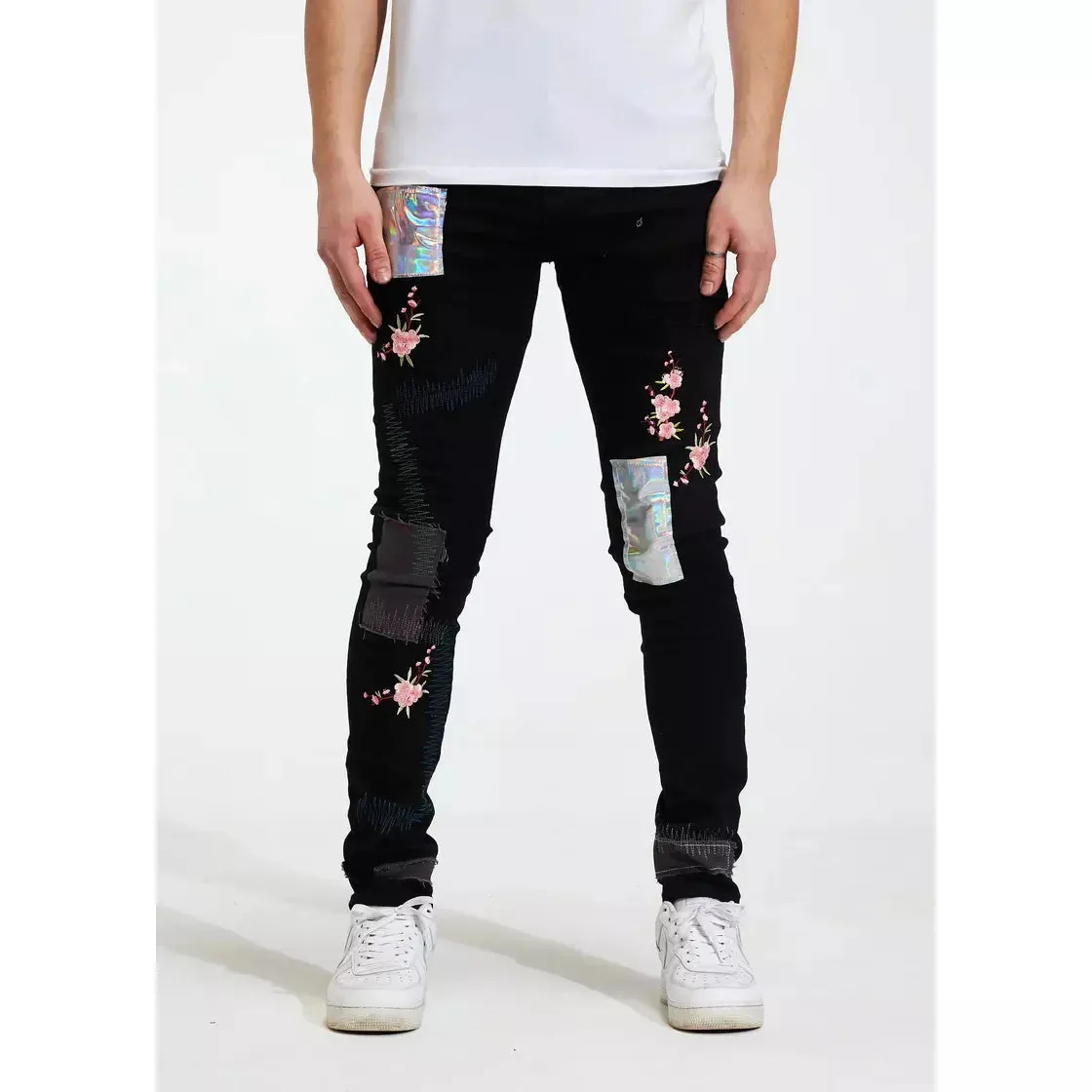 Crysp Denim Marty Black Patch Jeans (CRYSP122-10)