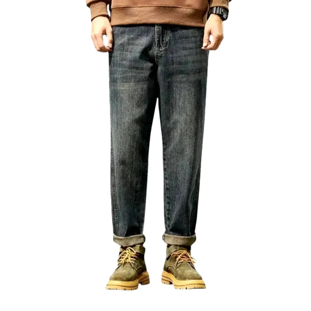 Dark smoothed classic slouchy fit men's jeans