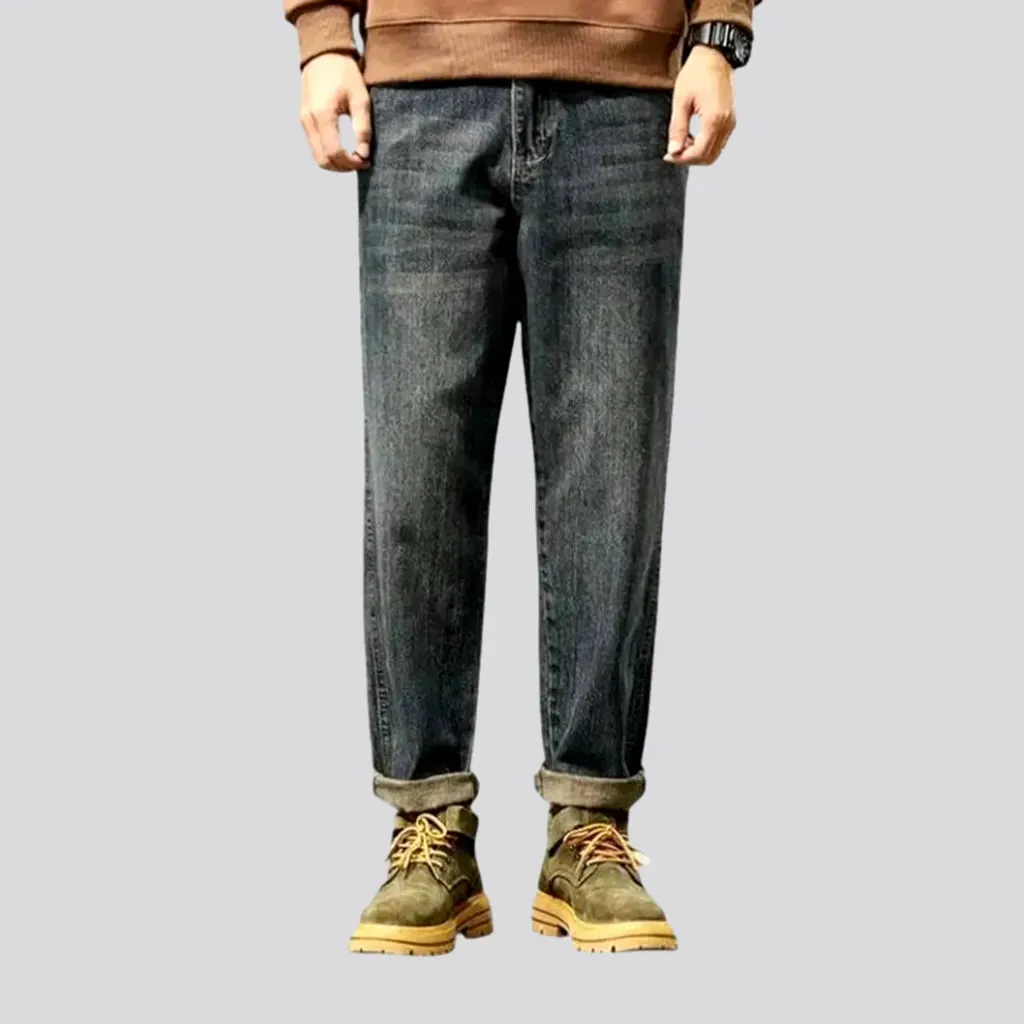 Dark smoothed classic slouchy fit men's jeans