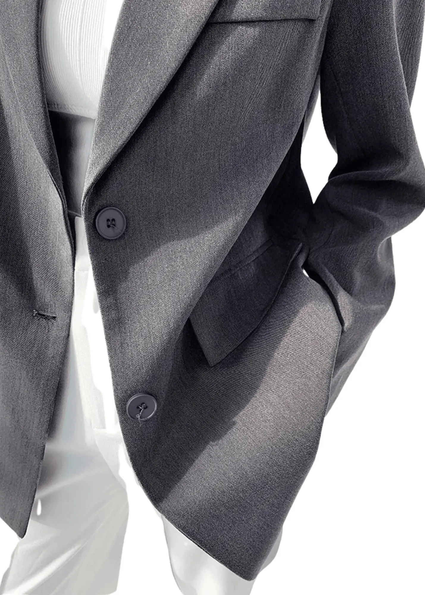 Designer Back Button Blazer For Women Grey Notched Long Sleeve Fashion Female Coat Spring New Clothing Women's