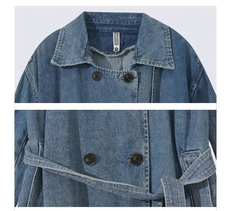 Double-Breasted Windbreaker Denim Jacket