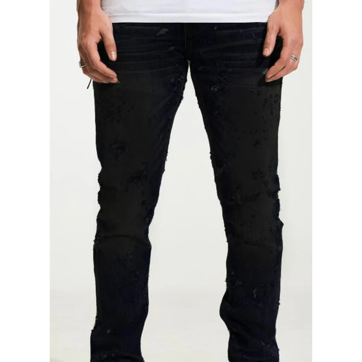 Embellish Owen (Straight) Ripped Jet Black Jeans (EMBH22-229)