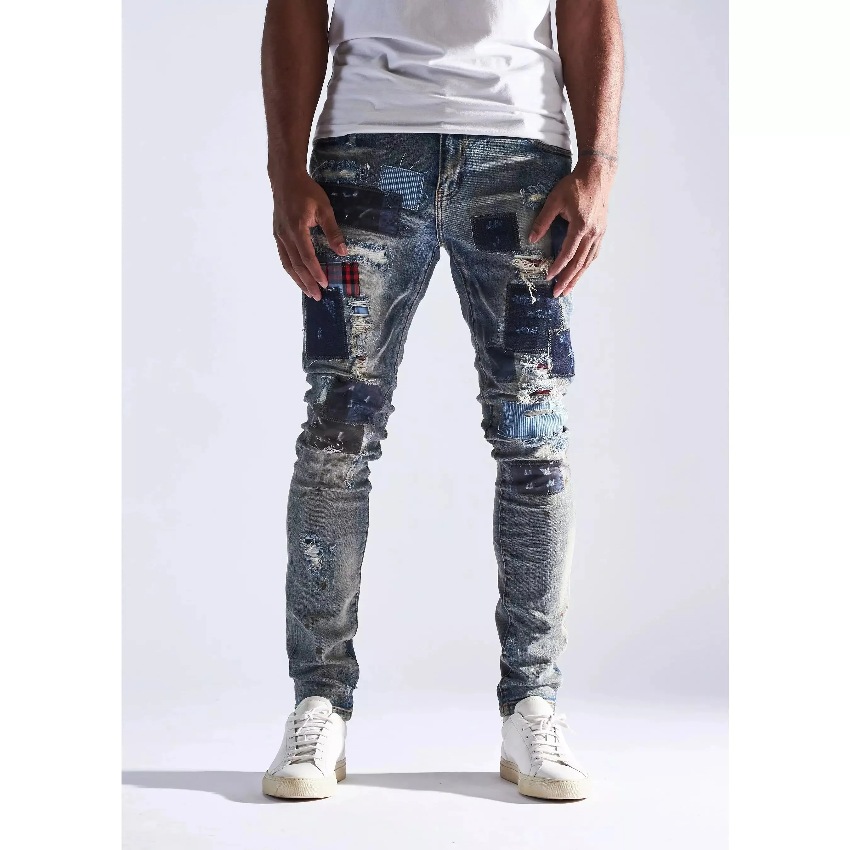Embellish Silas Patches Blue Denim Jeans (EMBHOL21-1-18)