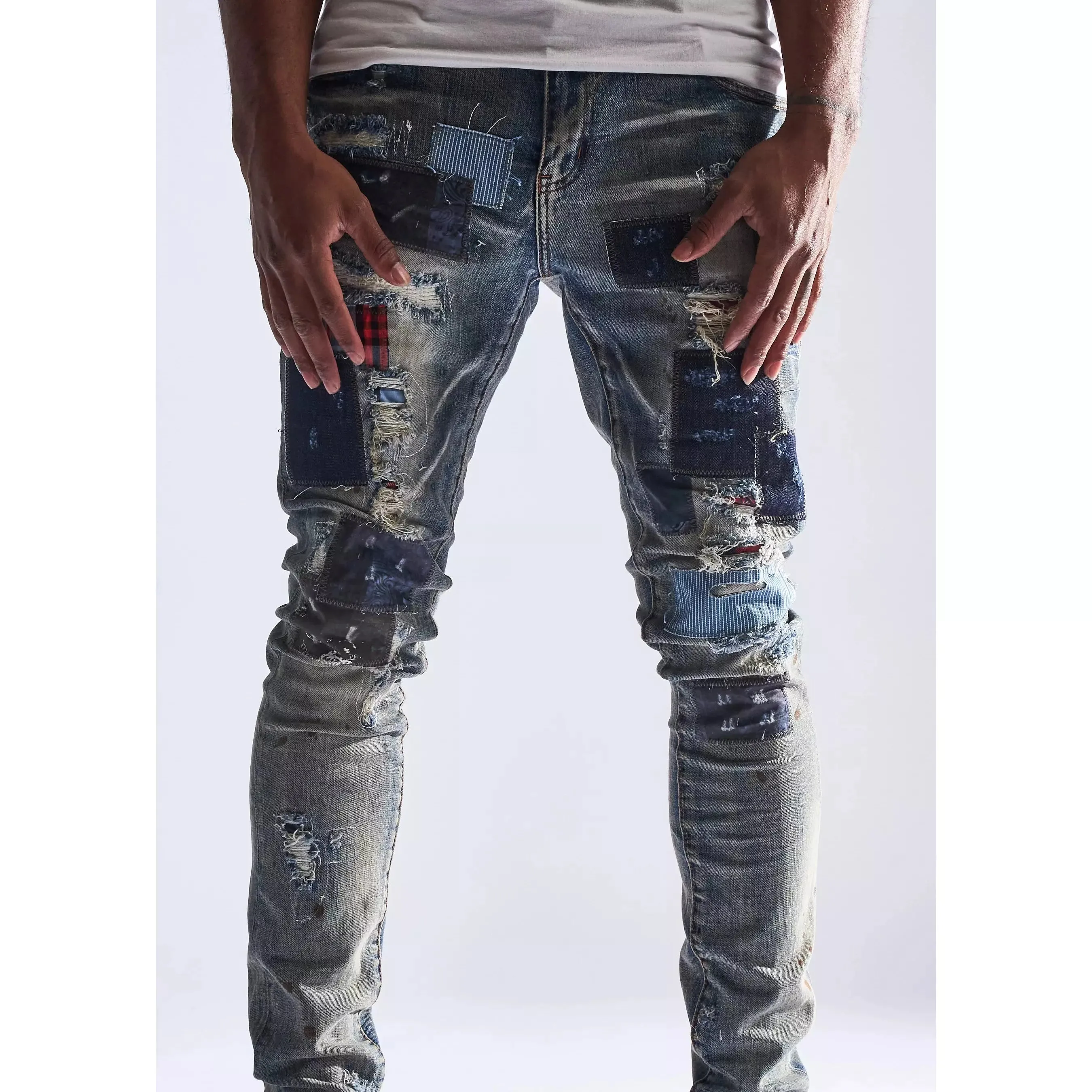 Embellish Silas Patches Blue Denim Jeans (EMBHOL21-1-18)