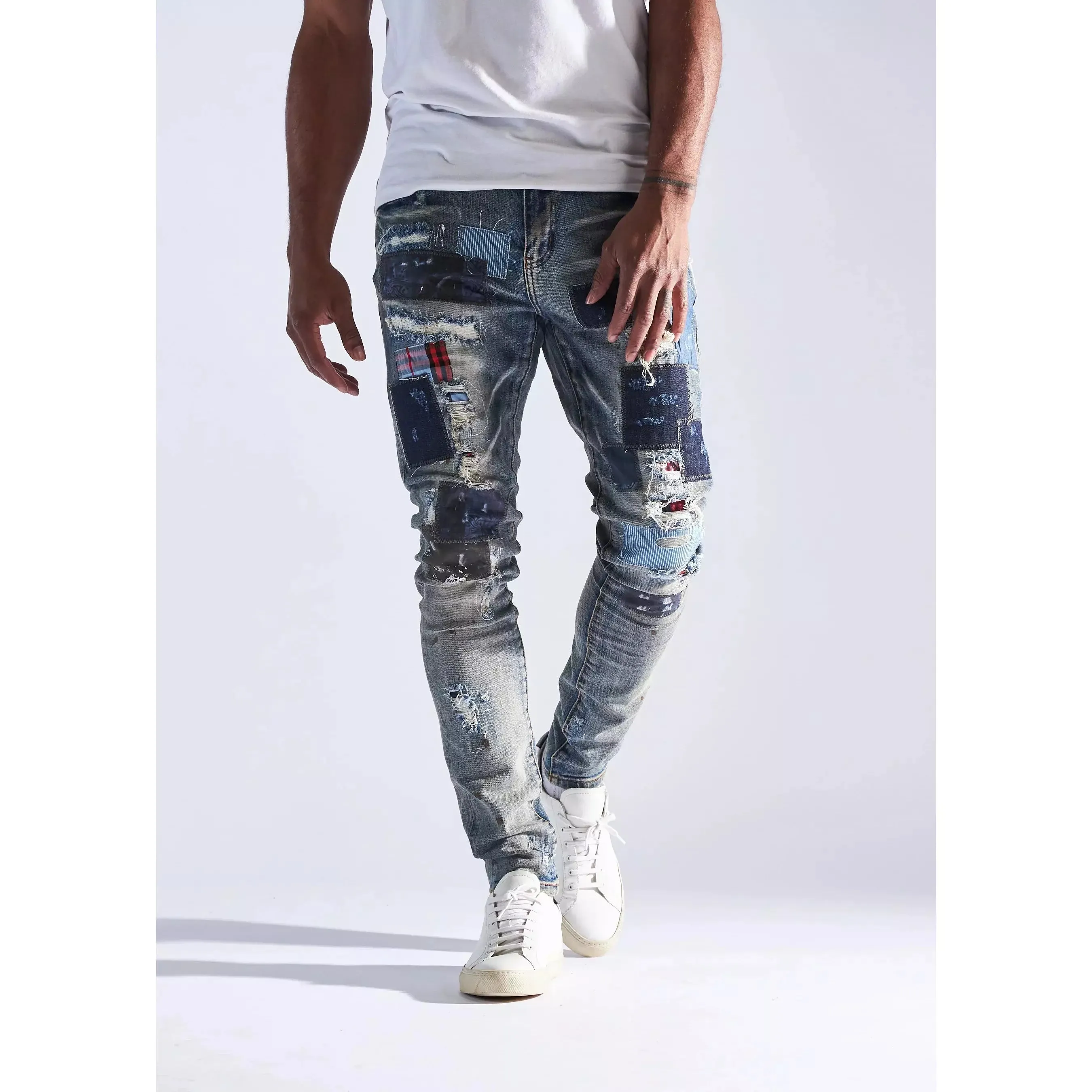 Embellish Silas Patches Blue Denim Jeans (EMBHOL21-1-18)