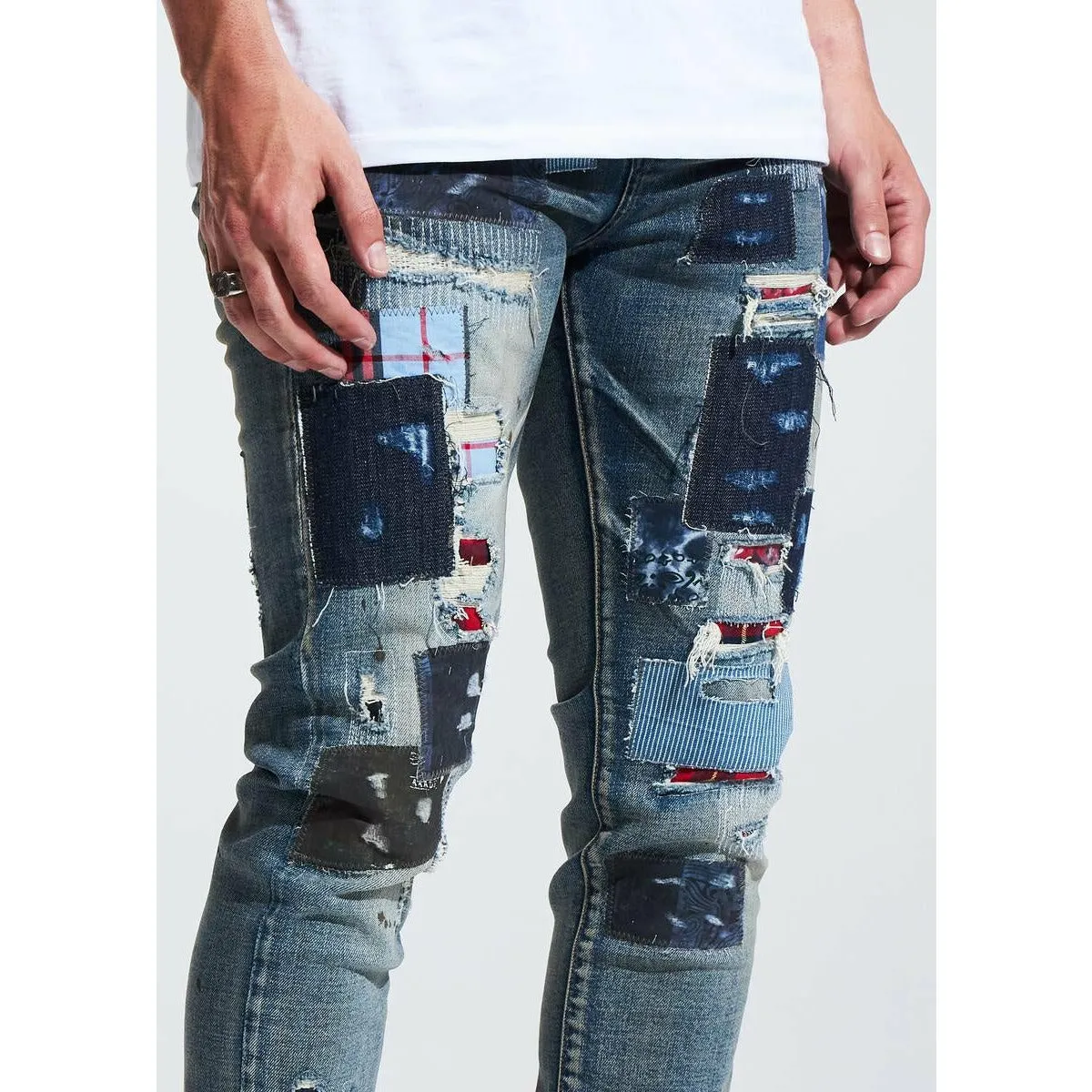 Embellish Silas Patches Blue Denim Jeans (EMBHOL21-1-18)